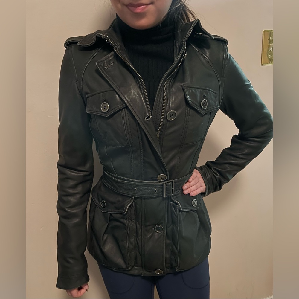 Burberry Black Leather Coat - Picture 2 of 14